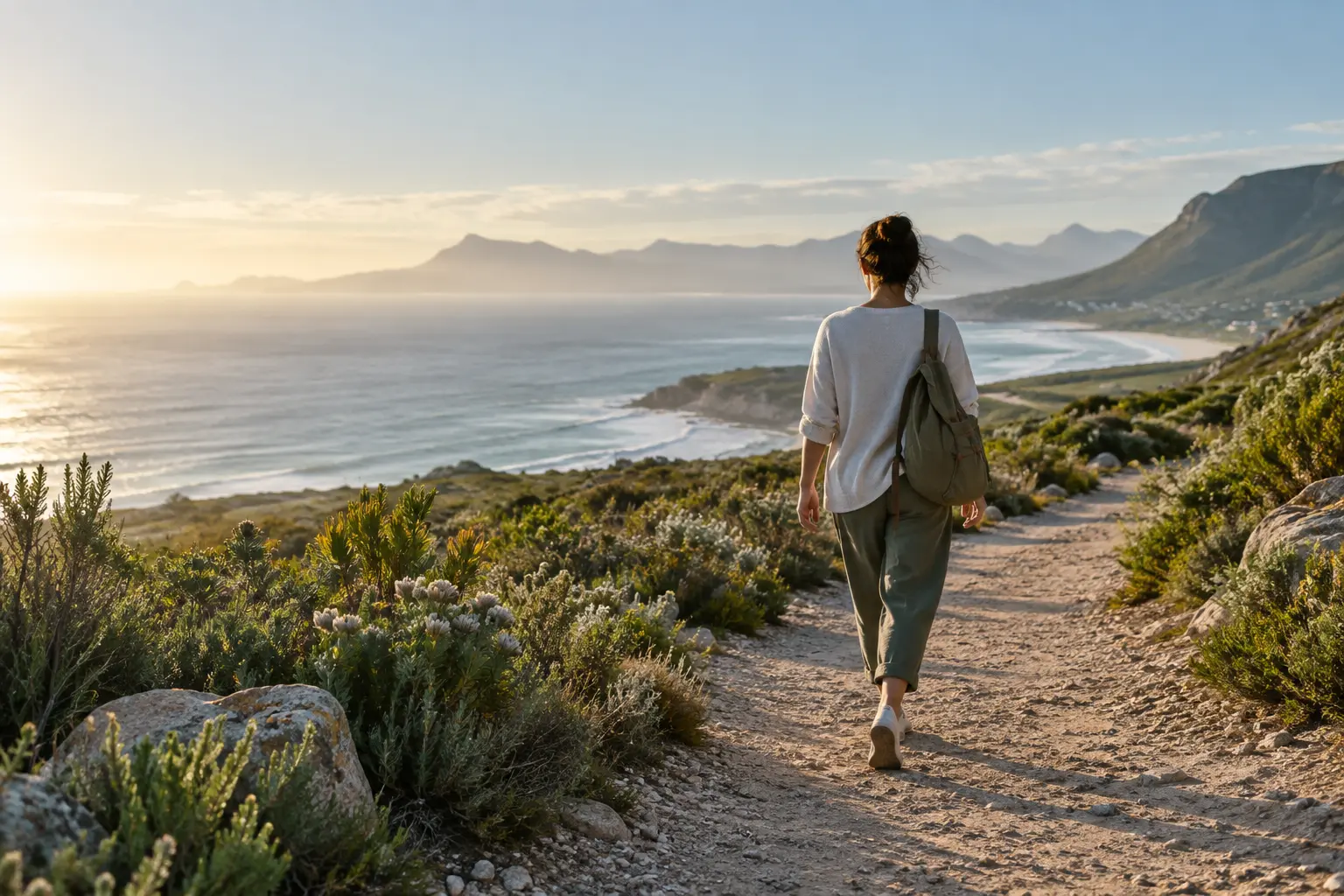 Person walking along a coastal path